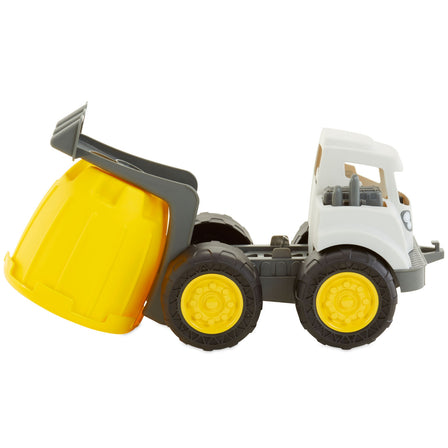 Dirt Diggers™ 2-in-1 Haulers Cement Mixer - Yellow - 
Cement bed tilts backwards.