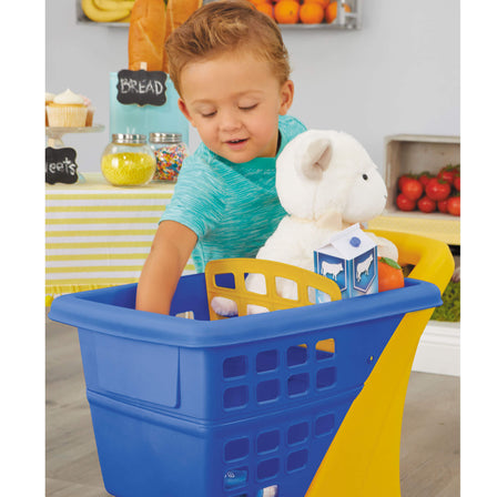 Shopping Cart Blue and Yellow - 
Kids can even take their favorite toy along for a ride in the shopping cart seat.