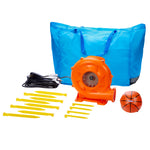 Stakes, blower, storage bag, small inflatable basketball