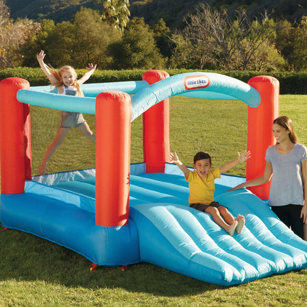 Pack 'n Roll Bouncer™ - 
Tall walls with mesh netting surround a large jumping area.