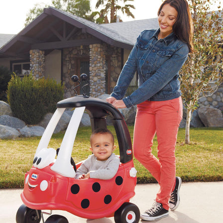 Cozy Coupe - Ladybug Ride with Parent Handle & Removable Floorboard - 
Kids love being behind the wheel while adults love the durability.