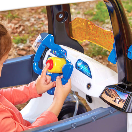 Adventure Rover Space-Themed Ride-On Toy - 
Press the horn for fun space sound effects. 