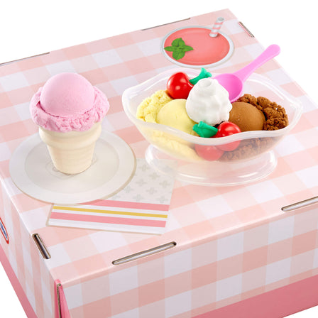 Creative Chefs™ Ice Cream Kit - 
Package becomes a play table. Kids can place their dishes on the table for the ultimate pretend play experience.