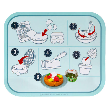 Creative Chefs™ Waffle Kit - 
This playset includes an easy-to-read recipe card with visuals allowing kids to follow basic instructions.