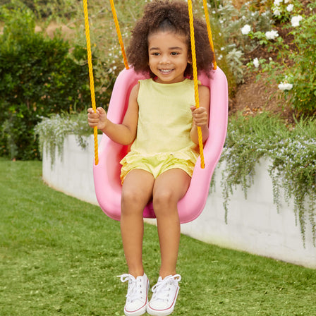 2-in-1 Snug 'n Secure™ Swing - Pink - 
T-bar moves to the bottom of the swing.