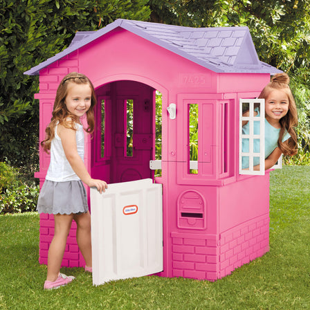 Cape Cottage Playhouse Pink – Indoor & Outdoor Playhouse with Working Door and Shutters - 
Features a working door and 2 windows with working shutters.