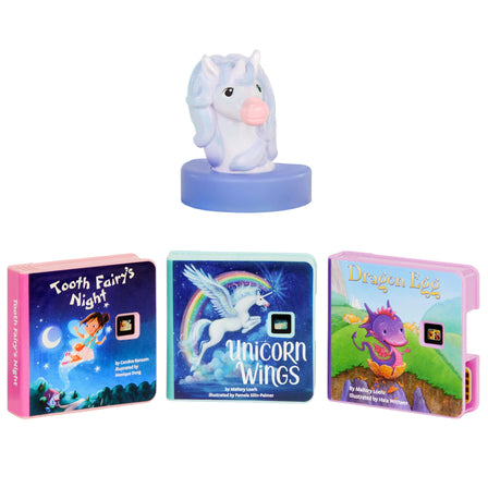 Story Dream Machine™ Random House Magical Creatures Collection - 
Enjoy 3 Magical Creatures stories and 1 Unicorn character that adds light effects in nightlight mode.