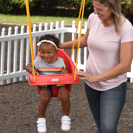 Highback Toddler Swing - 
Wide seat and leg openings for easy in/out.