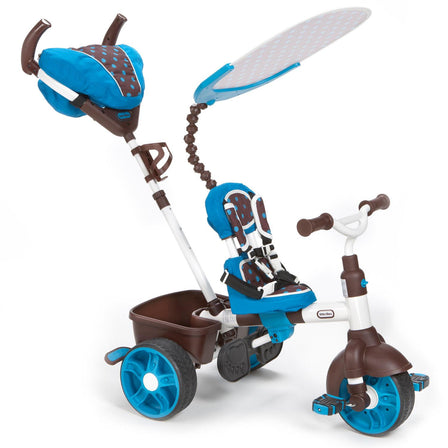 4-in-1 Trike Sports Edition - Blue – Adjustable with 4 Stages and Parent Steering - 
Remove the waist bar so the child can now steer while parent still has control