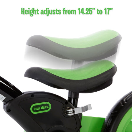 My First Balance-to-Pedal Bike™ - 
The seat adjusts completely tool-free using the built-in clam.