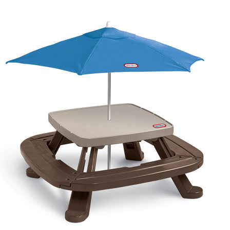 Fold 'n Store™ Picnic Table with Market Umbrella - 
The included umbrella provides UV protection.