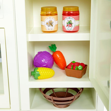 First Market Kitchen™ - 
Includes tons of built-in storage space above and below the counter, along with hanging hooks to hang the tote bag and towel.