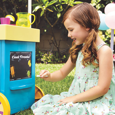 2-in-1 Lemonade and Ice Cream Stand - 
Writing personalized menus on the chalkboard with the included chalk is bound to get kids excited about their food cart