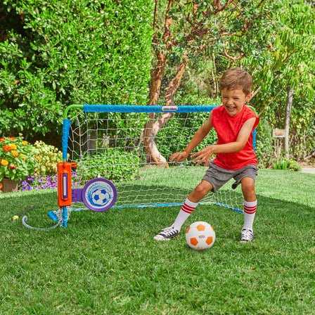 2-in-1 Water Soccer - 
Kids will have a blast and get sprayed with water when they score a goal or hit the target successfully