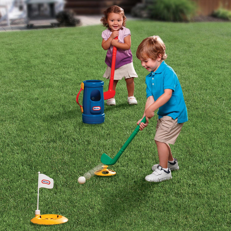 Over-sized club heads and balls make it easy for kids to make contac