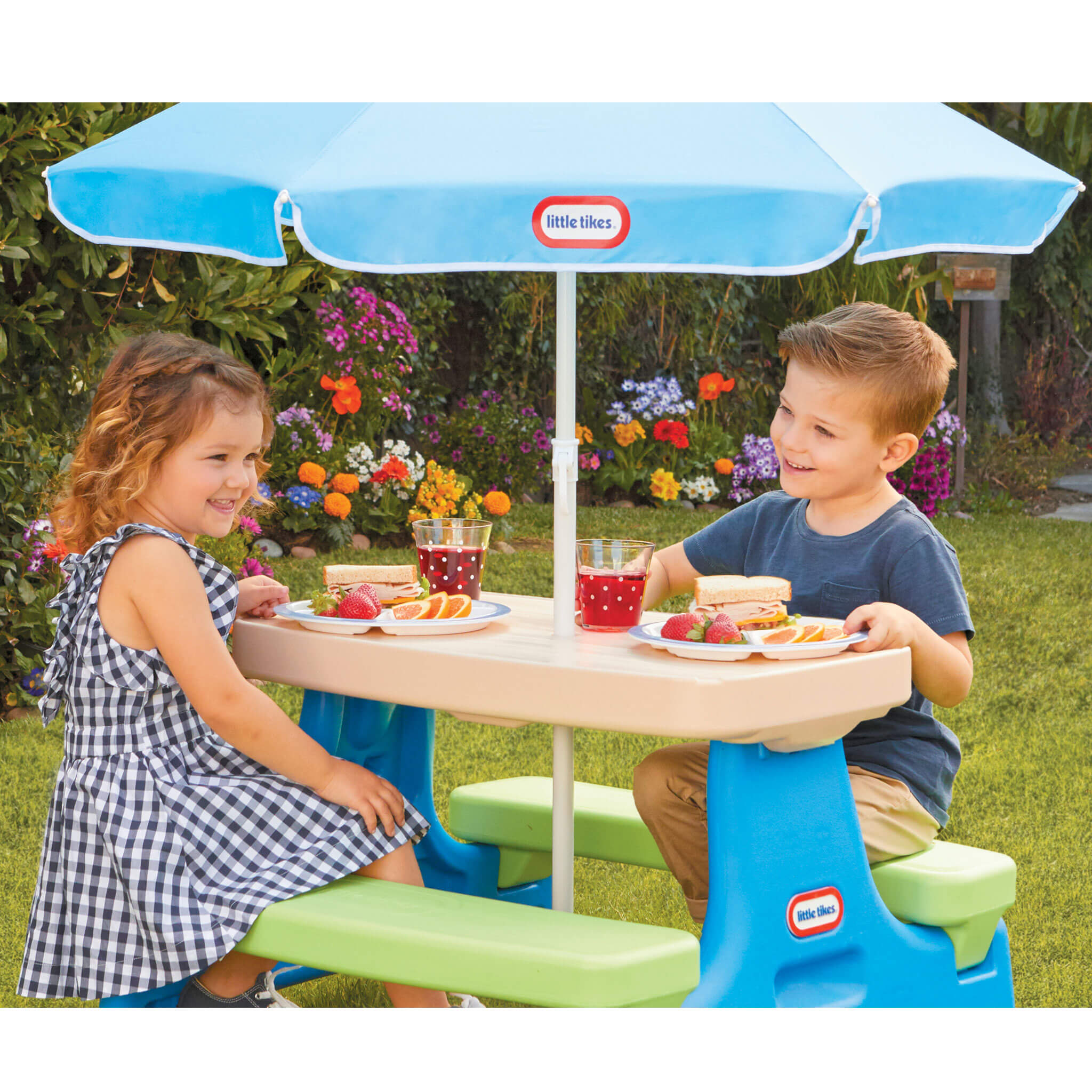 Easy Store Jr. Play Table with Umbrella Blue Green