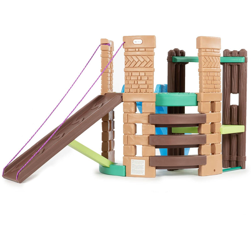 The combination of a ramp, ladder, platform and slide helps develop motor skills.