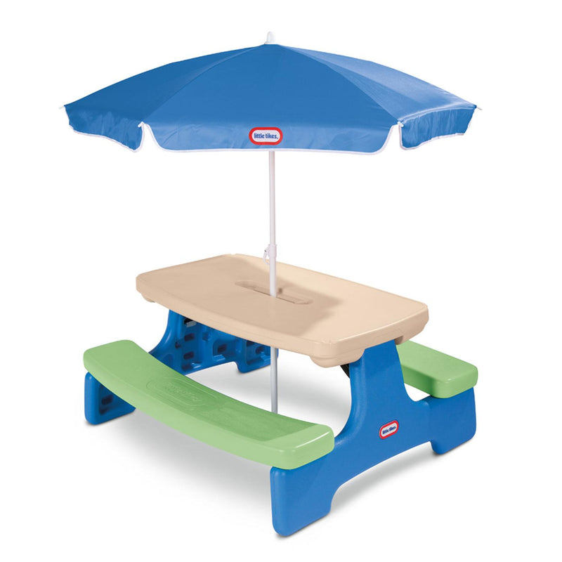 Easy Store™ Picnic Table with Umbrella - Blue\Green - Official Little Tikes Website