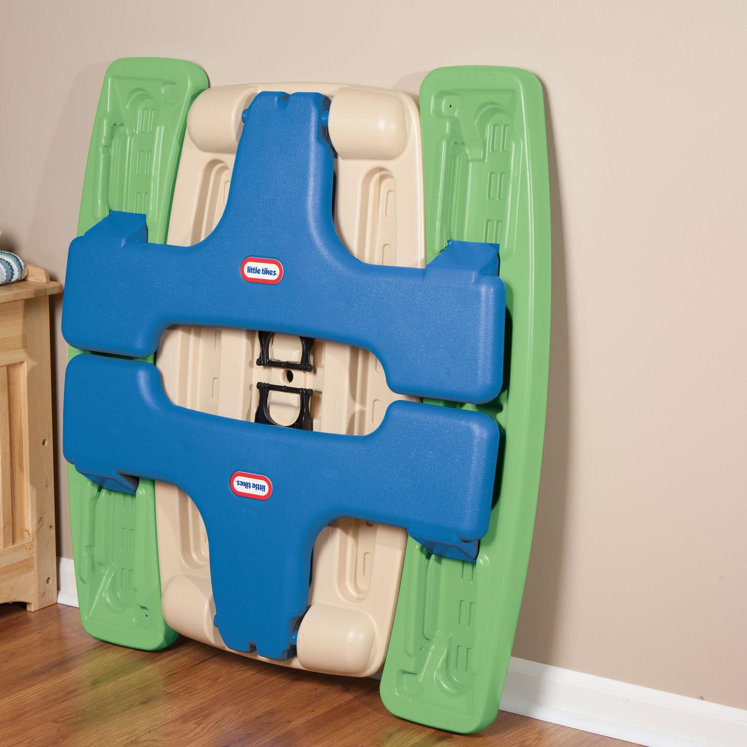 Easy Store Picnic Table with Umbrella Blue Green Little Tikes